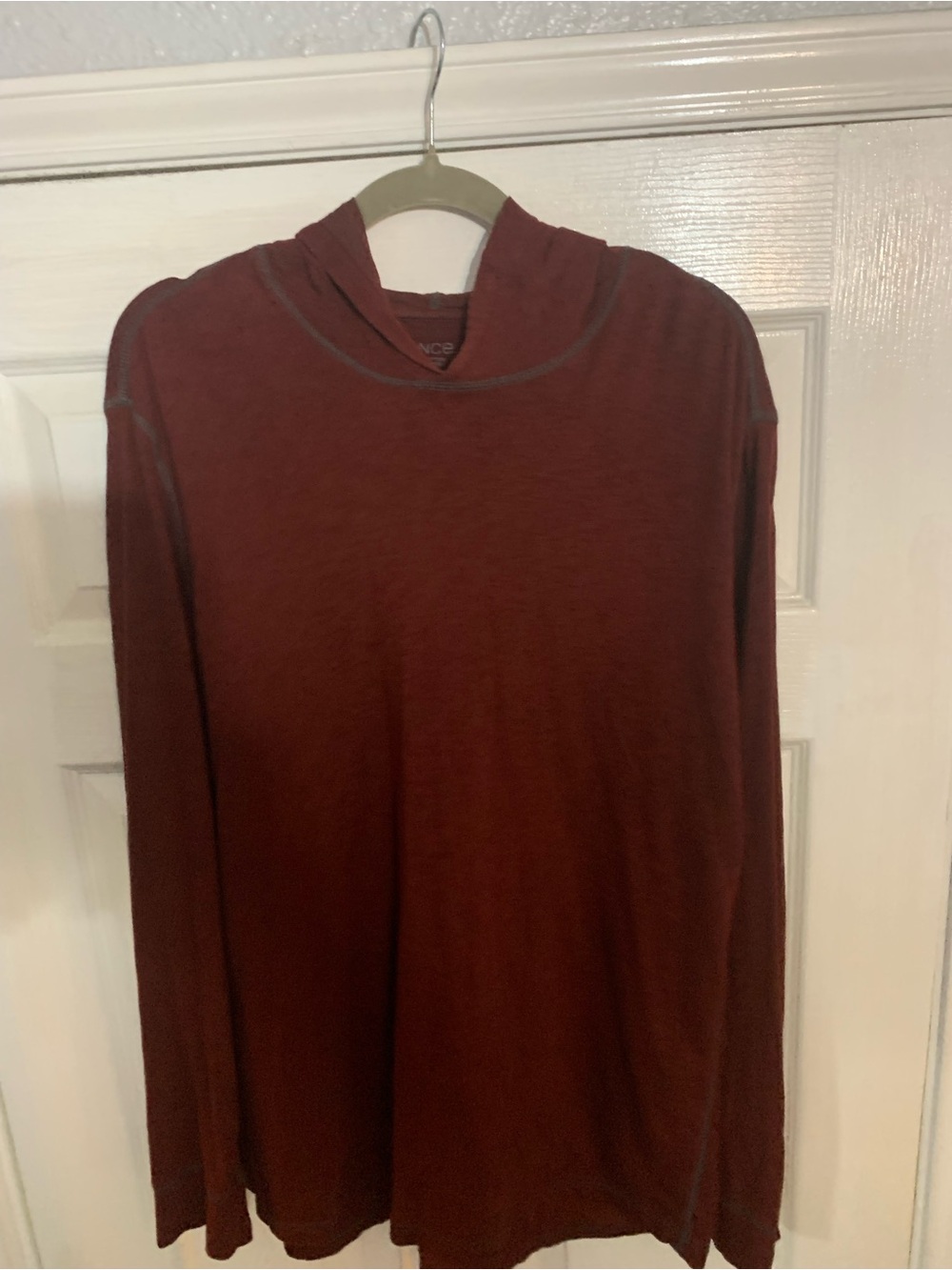 Vince Men's Crewneck Thin Hoodie— XL Deep Burgundy